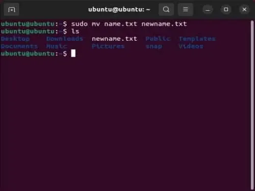 rename file in Terminal from Linux
