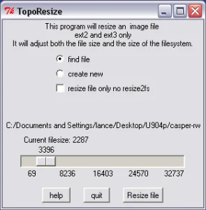 resize casper rw using toporesize
