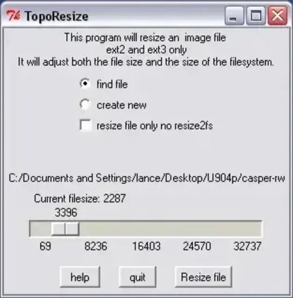 Resize Casper-RW using TopoResize Resize Casper-RW using TopoResize