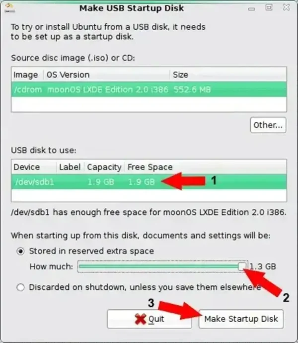 MoonOS Running the USB Creator MoonOS Running the USB Creator