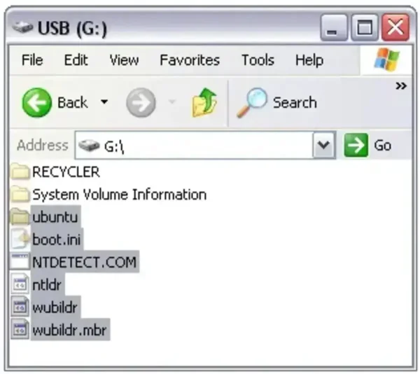 WUBI Ubuntu files were copied to USB drive WUBI Ubuntu files copied to USB drive