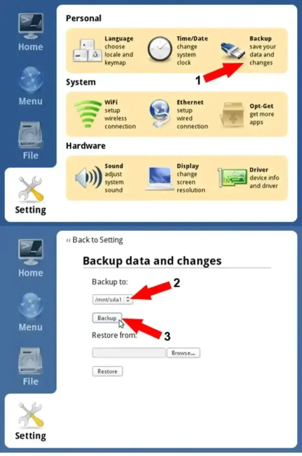 xPUD Backup and Persistence Settings
